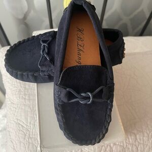Kids Black Suede Moccasin Loafers